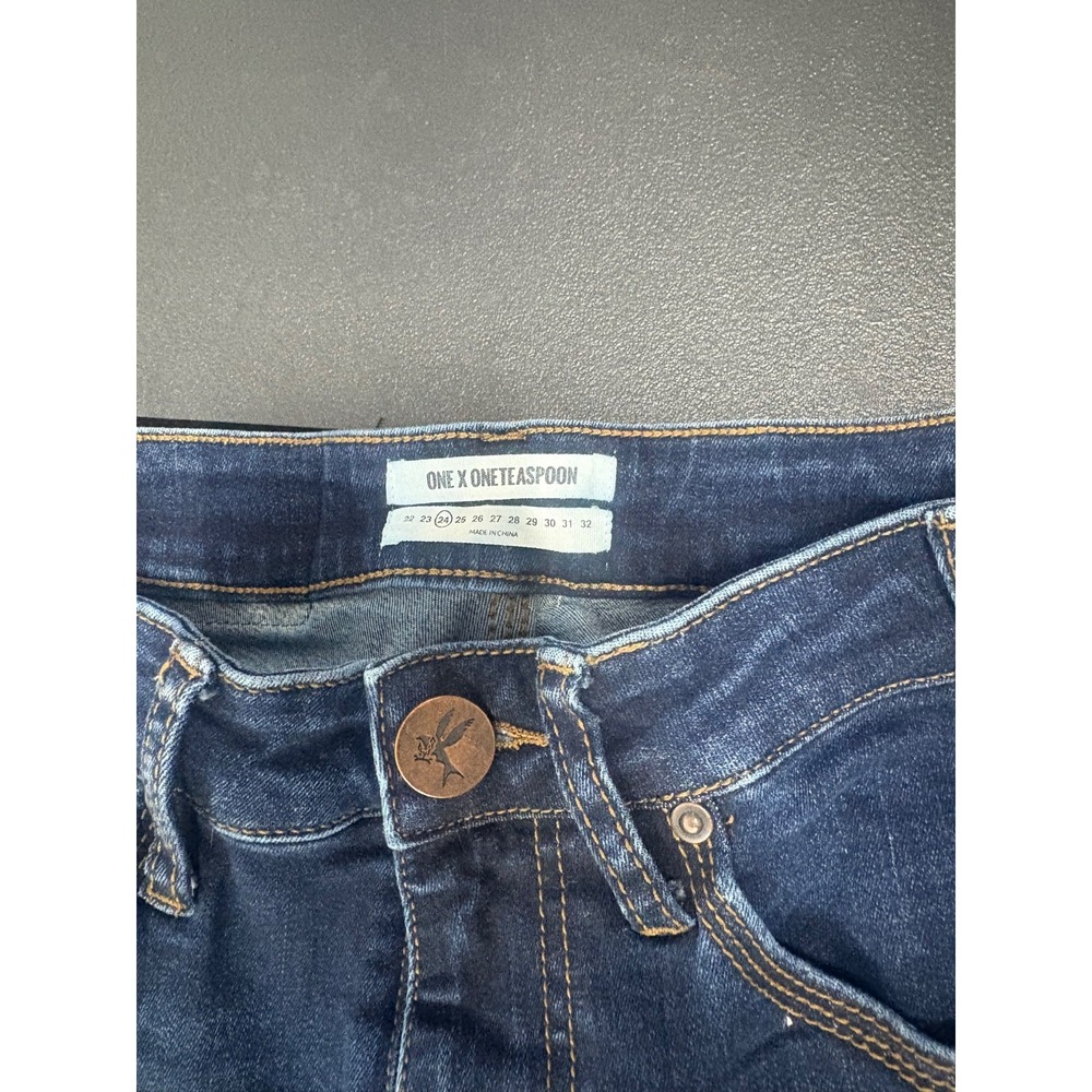 One Teaspoon Women's Blue Denim Jeans Size 24 | Low Rise Skinny Distressed